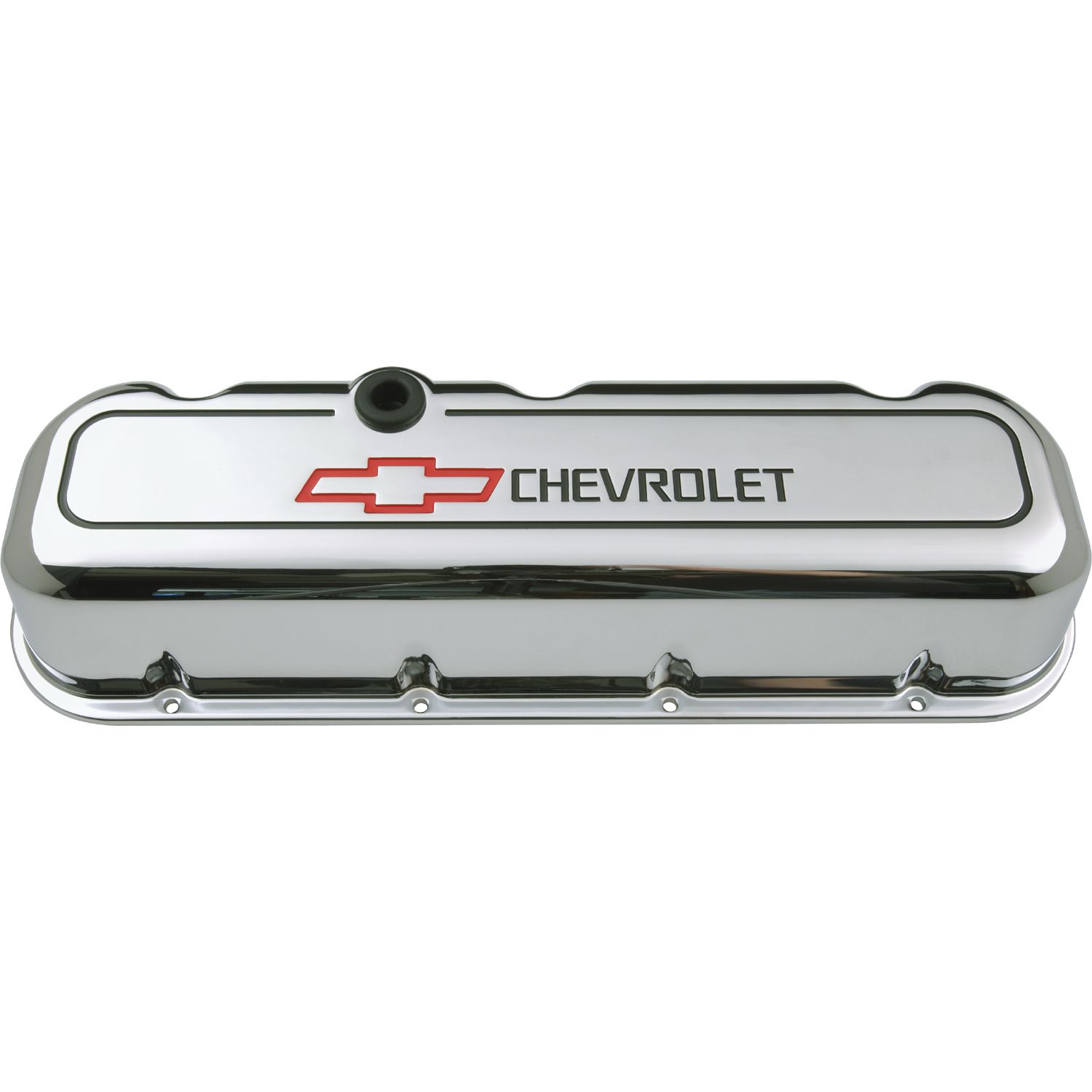 Engine Valve Covers; Tall Style; Die Cast; Chrome with Bowtie Logo; BB Chevy