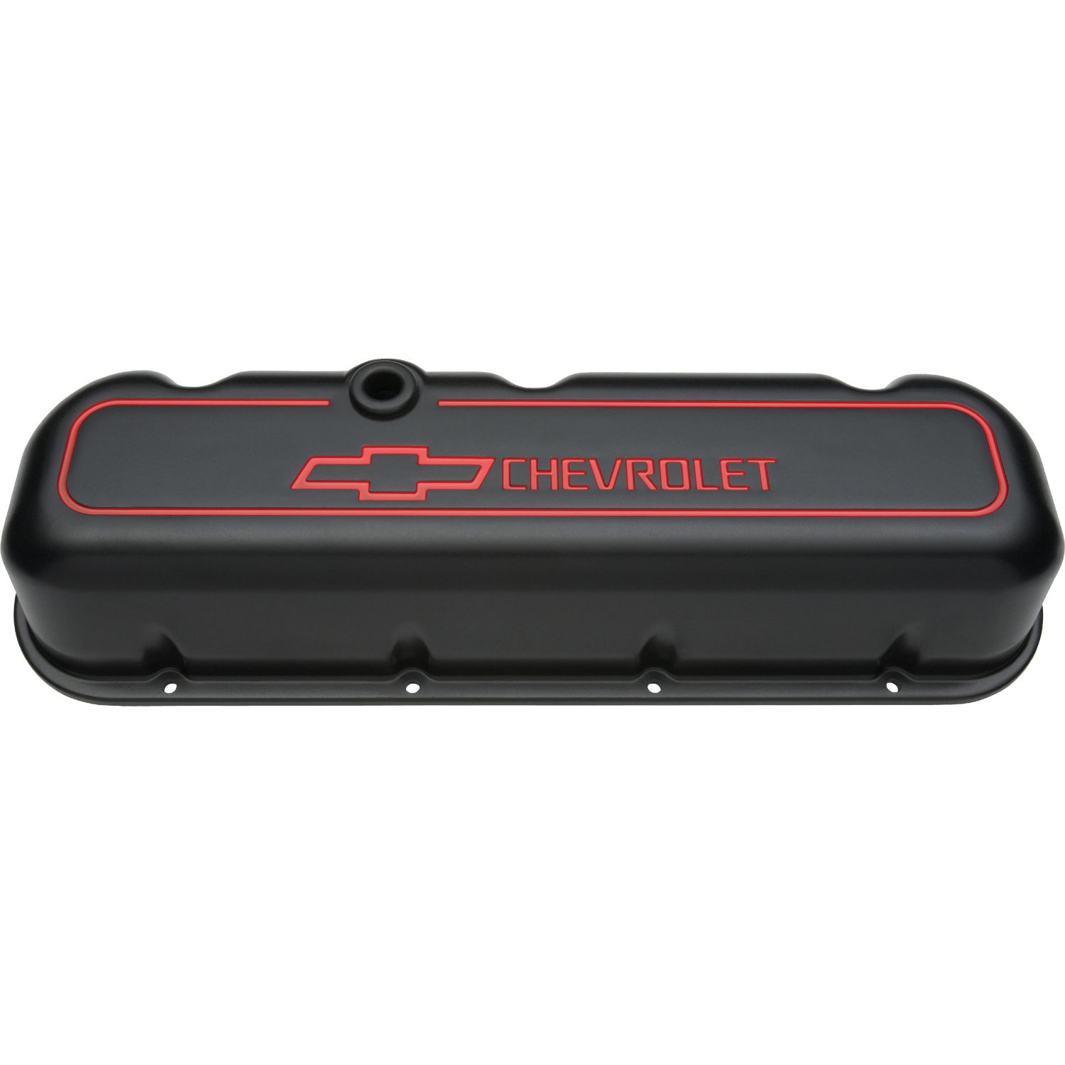 Engine Valve Covers; Tall Style; Die Cast; Black with Bowtie Logo; BB Chevy
