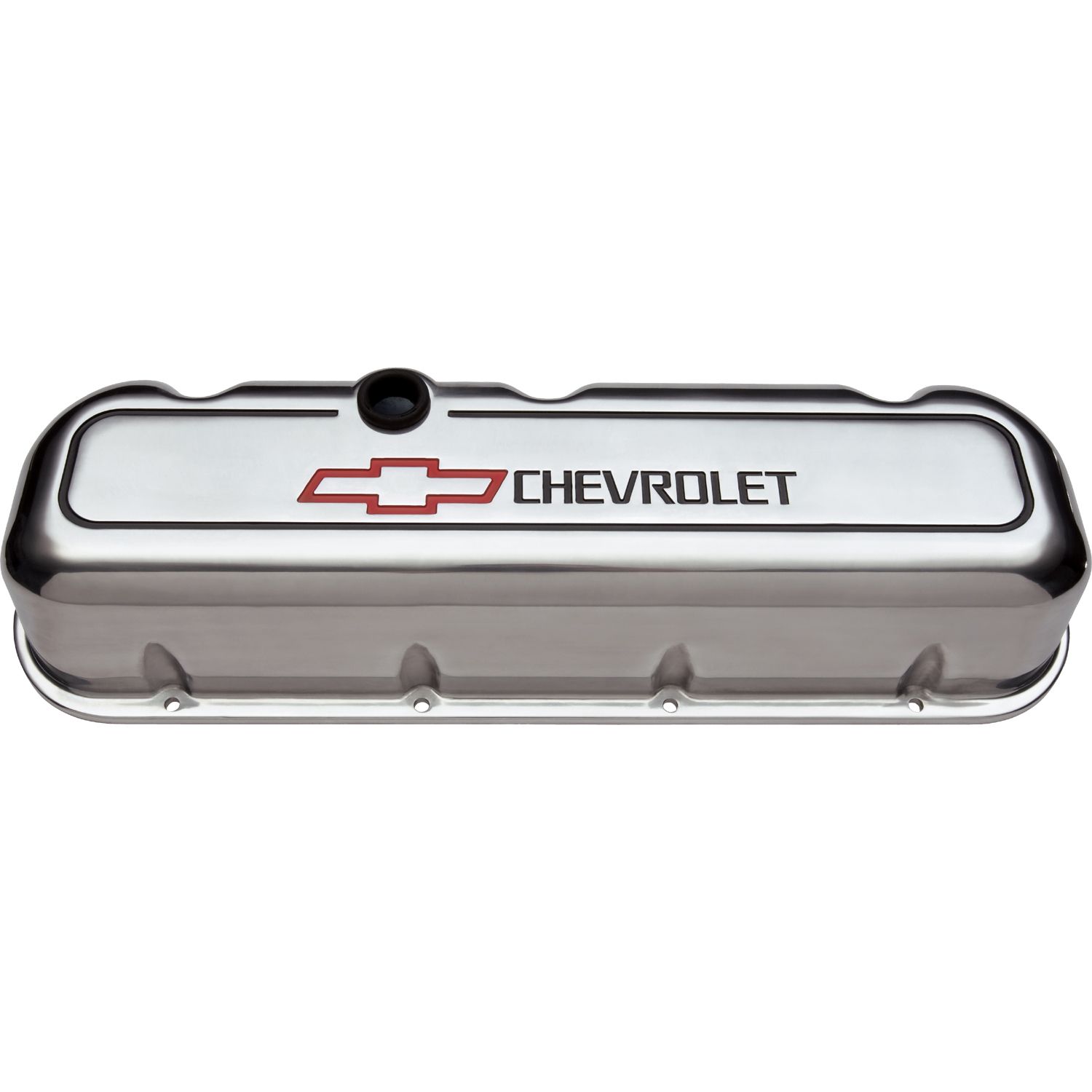 Engine Valve Covers; Tall Style; Die Cast; Polished with Bowtie Logo; BB Chevy
