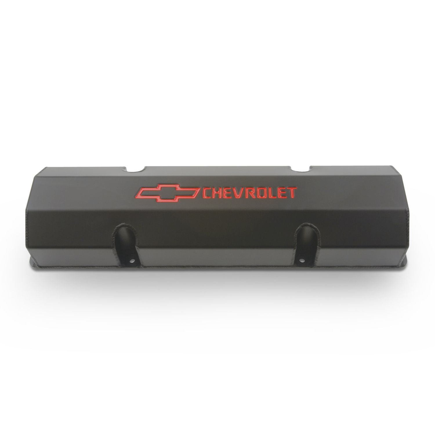 Engine Valve Covers; Fabricated Aluminum; Black with Bowtie Logo; Fits SB Chevy