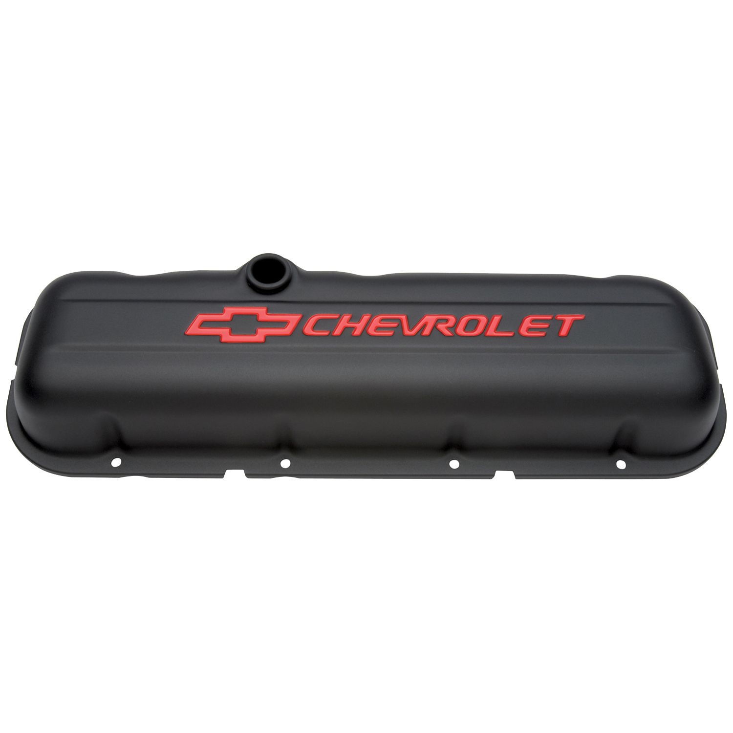 Engine Valve Covers; Stamped Steel; Short; Black; w/ Bowtie Logo; Fits BB Chevy