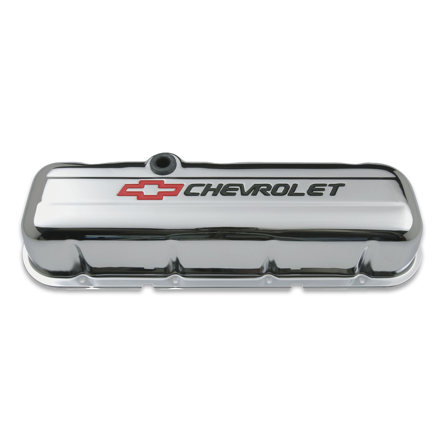 Engine Valve Covers; Stamped Steel; Tall; Chrome; w/ Bowtie Logo; Fits BB Chevy