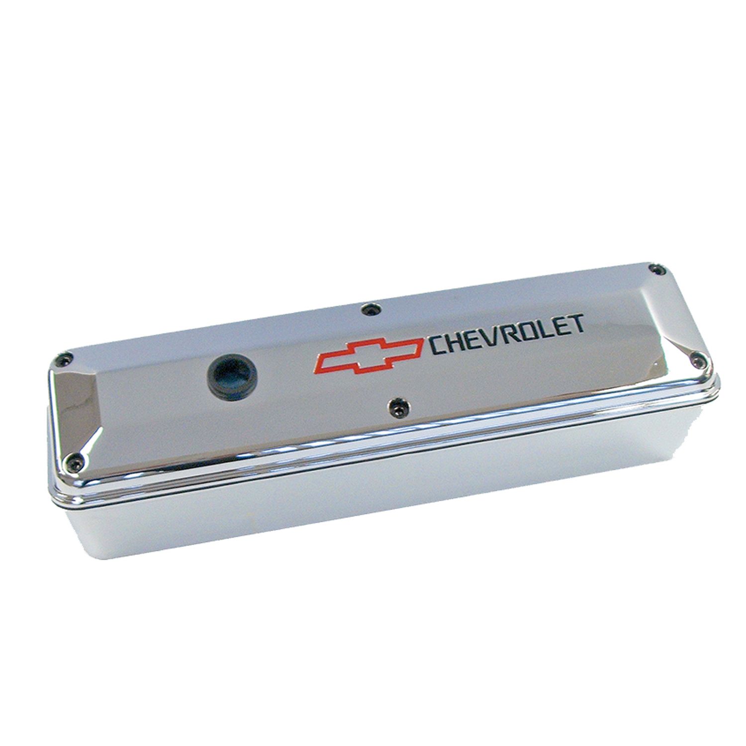 Engine Valve Covers; 2-Piece Tall Style; Die Cast; Chrome w/Bowtie Logo;SB Chevy