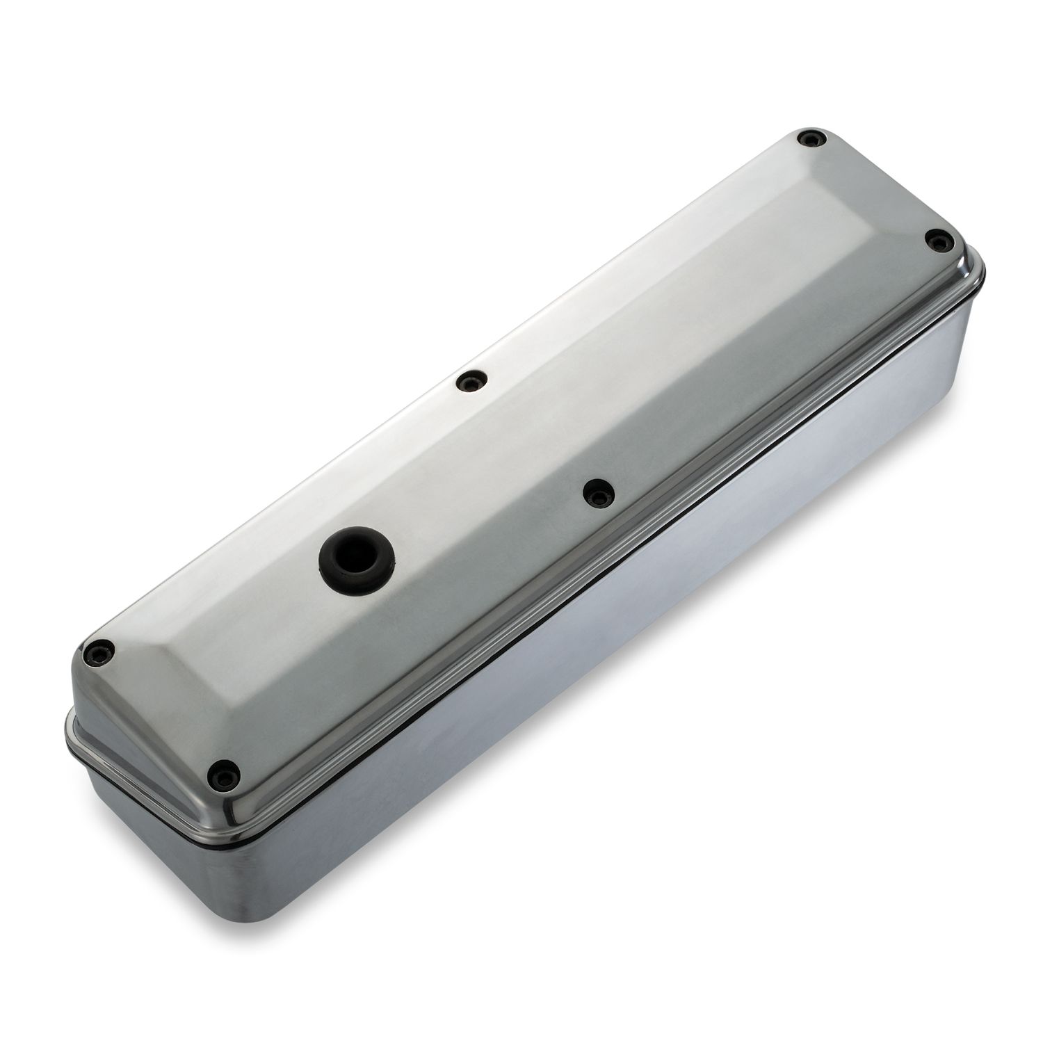 Engine Valve Cover; 2-Piece Tall Style; Die Cast; Polished; No Logos; SB Chevy