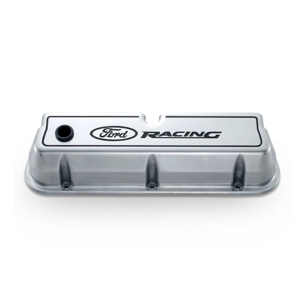 Engine Valve Covers; Tall Style; Die Cast; Polished with Ford Logo; For SB Ford