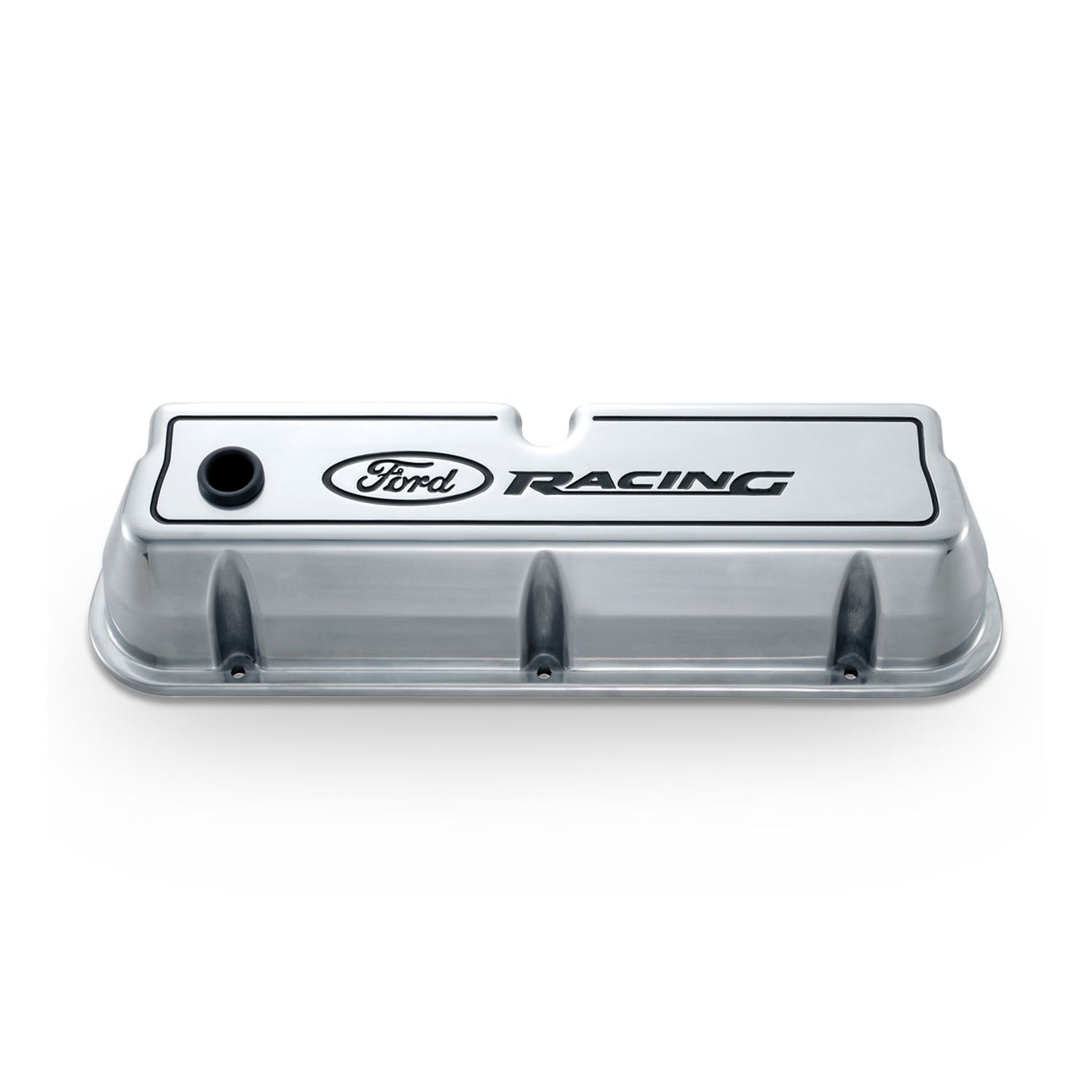 Engine Valve Covers; Tall Style; Die Cast; Polished with Ford Logo; For SB Ford