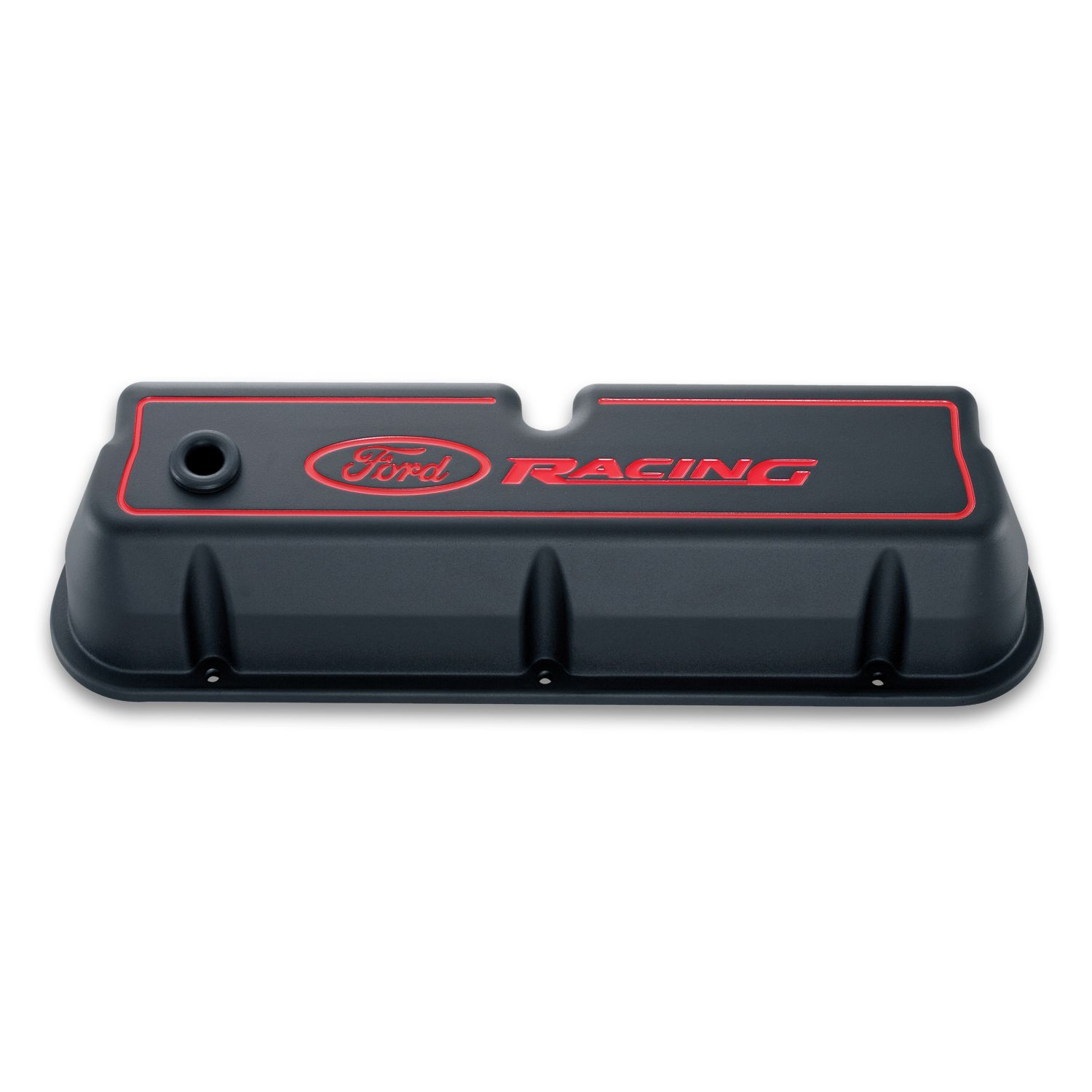 Engine Valve Covers; Tall Style; Die Cast; Black with Ford Logo; For SB Ford