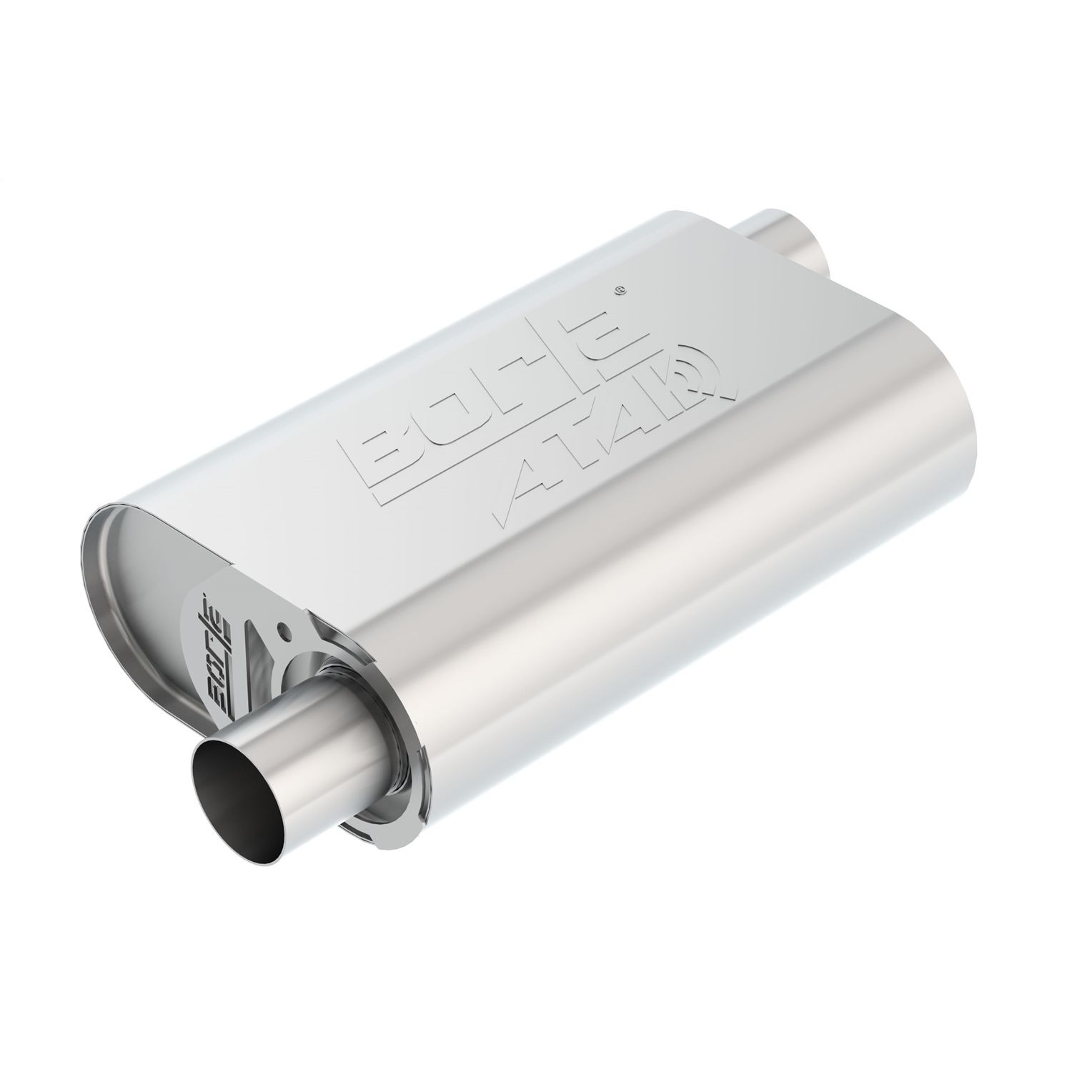 CrateMuffler? Muffler Chevrolet Small Block 283/ 327/ 350 CID V8 Stock Output 2.25in Offset Inlet/ 2.25in Offset Outlet ATAK?