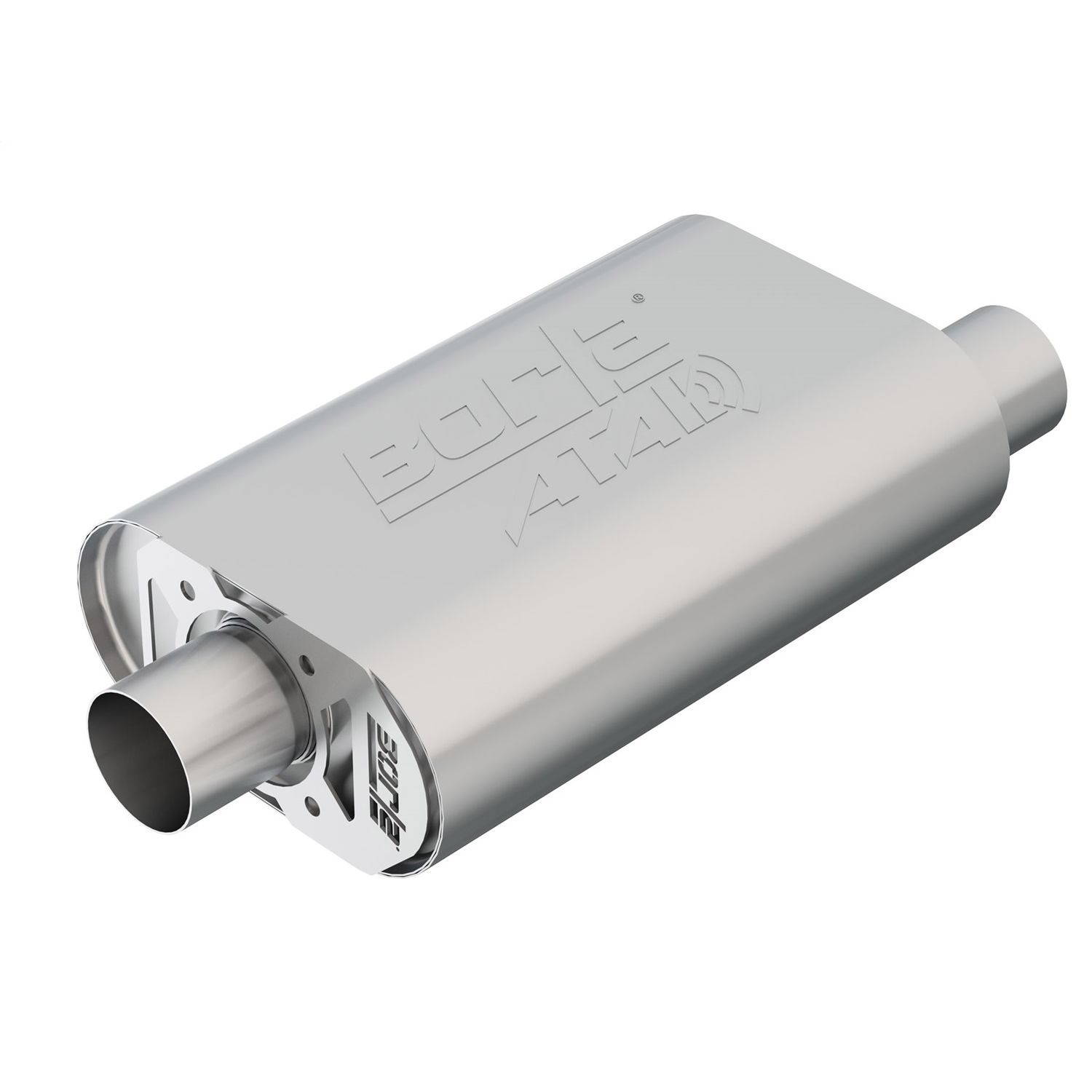 CrateMuffler? Muffler Chevrolet Small Block 283/ 327/ 350 CID V8 Stock Output 2.25in Offset Inlet/ 2.25in Center Outlet ATAK?