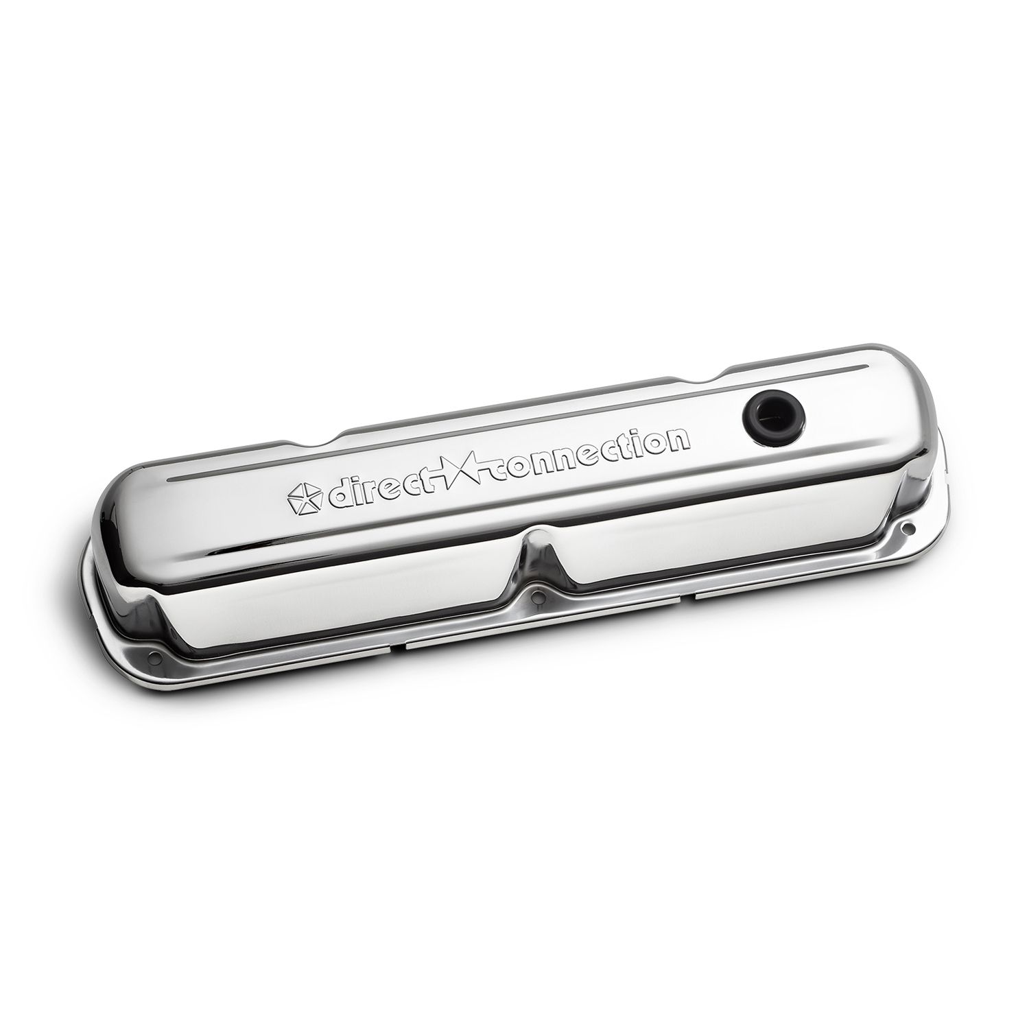 Engine Valve Covers; Steel; Chrome; Direct Cxn Logo; Fits LA/Small Block Engines