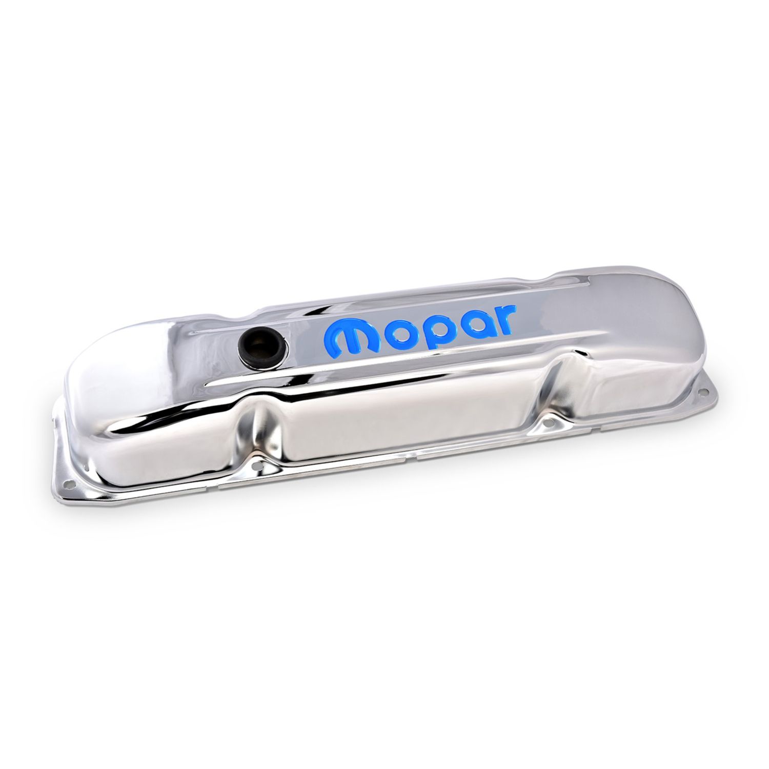 Engine Valve Covers; Steel; Chrome; Mopar Emblem; Fits B/RB/Big Block Engines