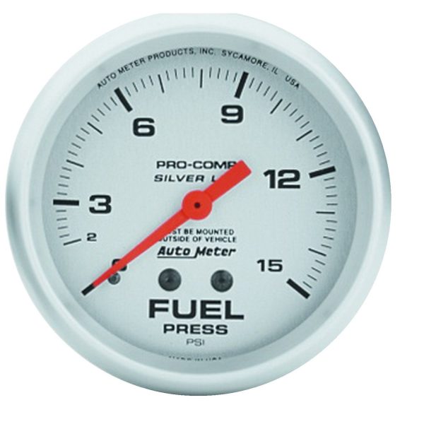 2-5/8 in. FUEL PRESSURE, 0-15 PSI, LIQUID FILLED, ULTRA-LITE