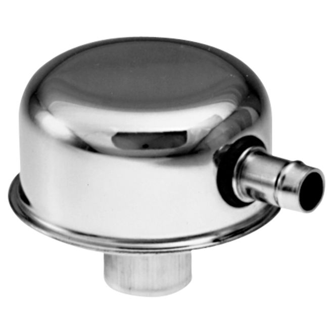 Engine Valve Cover Breather; 3 In Dia; No Logo; Push-In Style w/PCV Tube; Chrome
