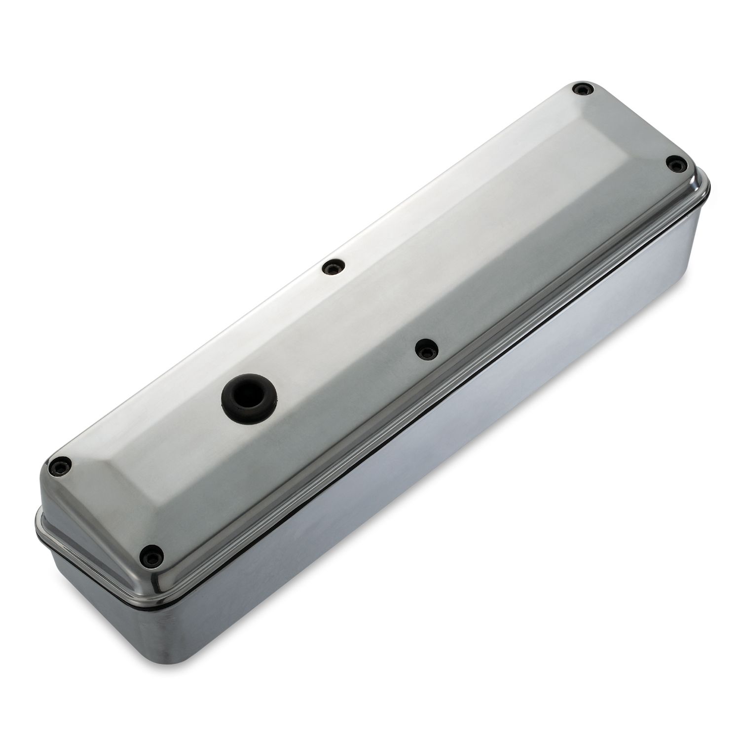 Engine Valve Covers; 2-Piece Tall Style; Aluminum; Polished; No Logos; SB Chevy