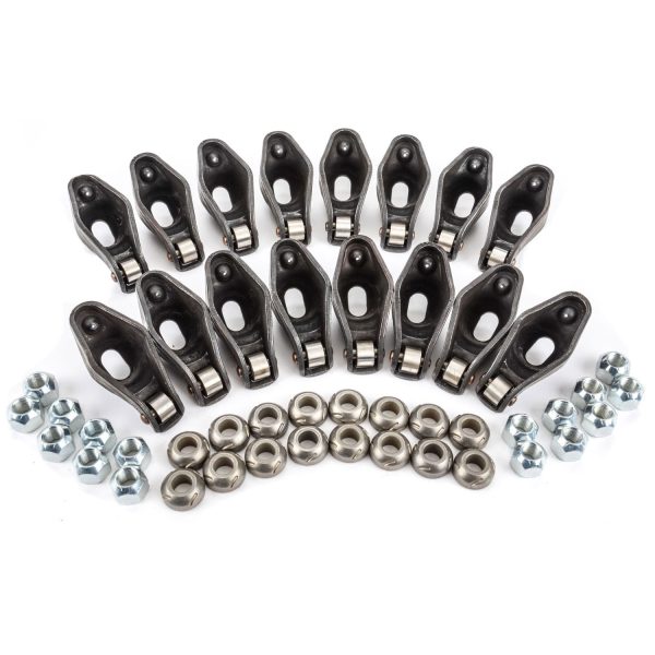 Engine Roller Rocker Arm Set; 1.5 Ratio 3/8 Stud; Stamped Steel; Fits SB Chevy