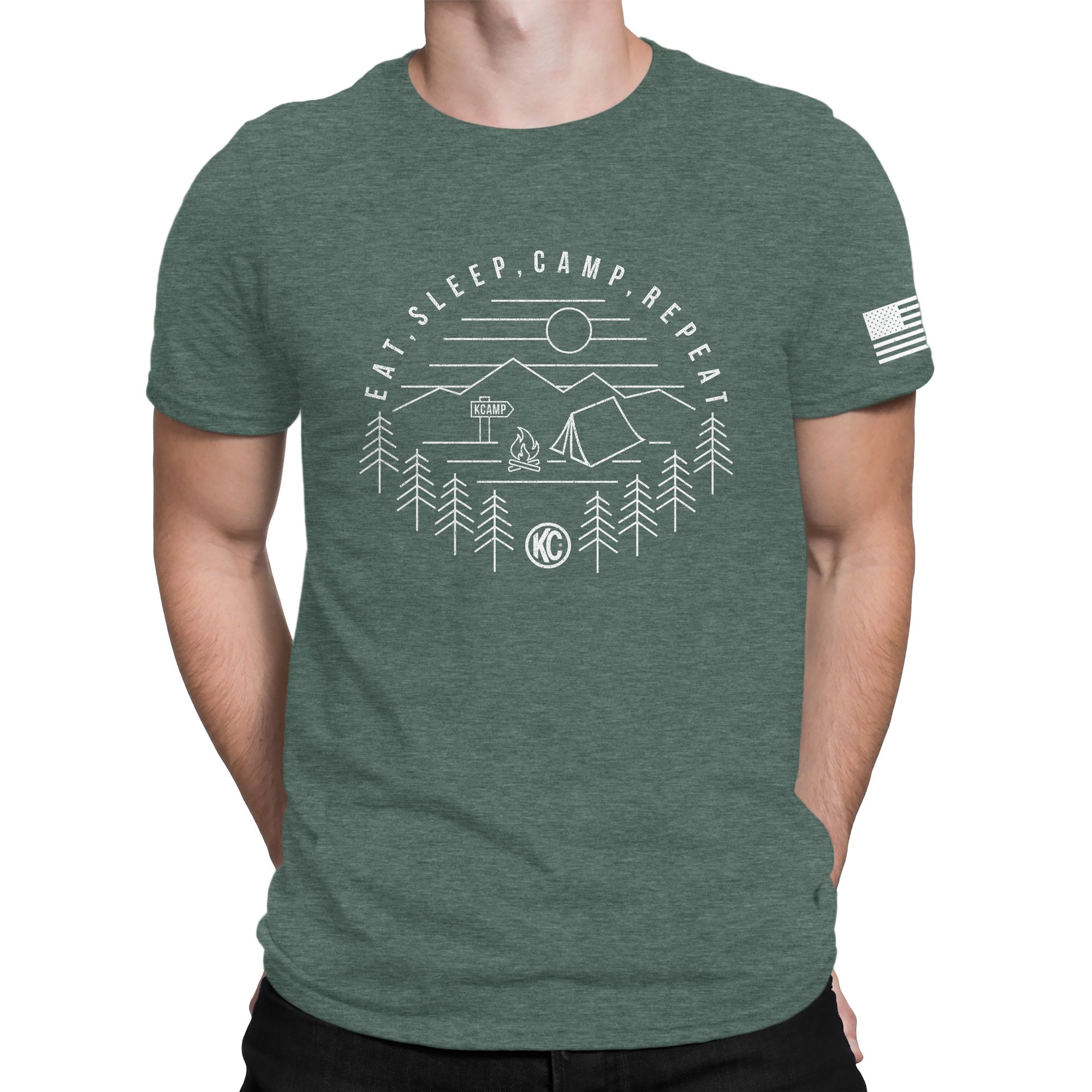 KC Eat Sleep  Camp Repeat Tee Shirt - Pine - Large
