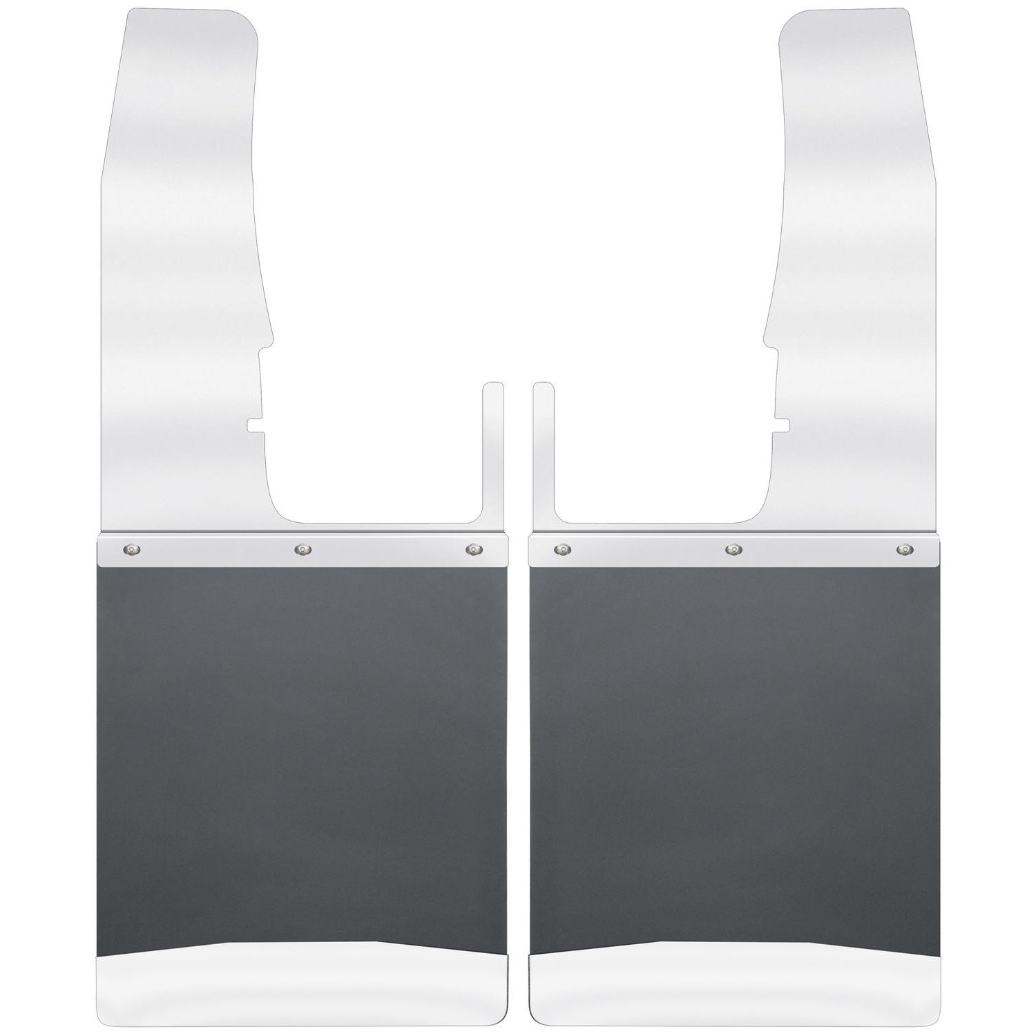 Kick Back Mud Flaps Front 12" Wide - Stainless Steel Top and Weight