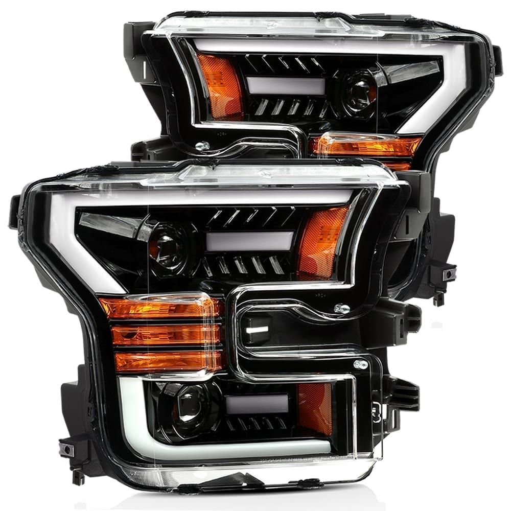 LED Projector Headlights Plank Style Design Jet Black