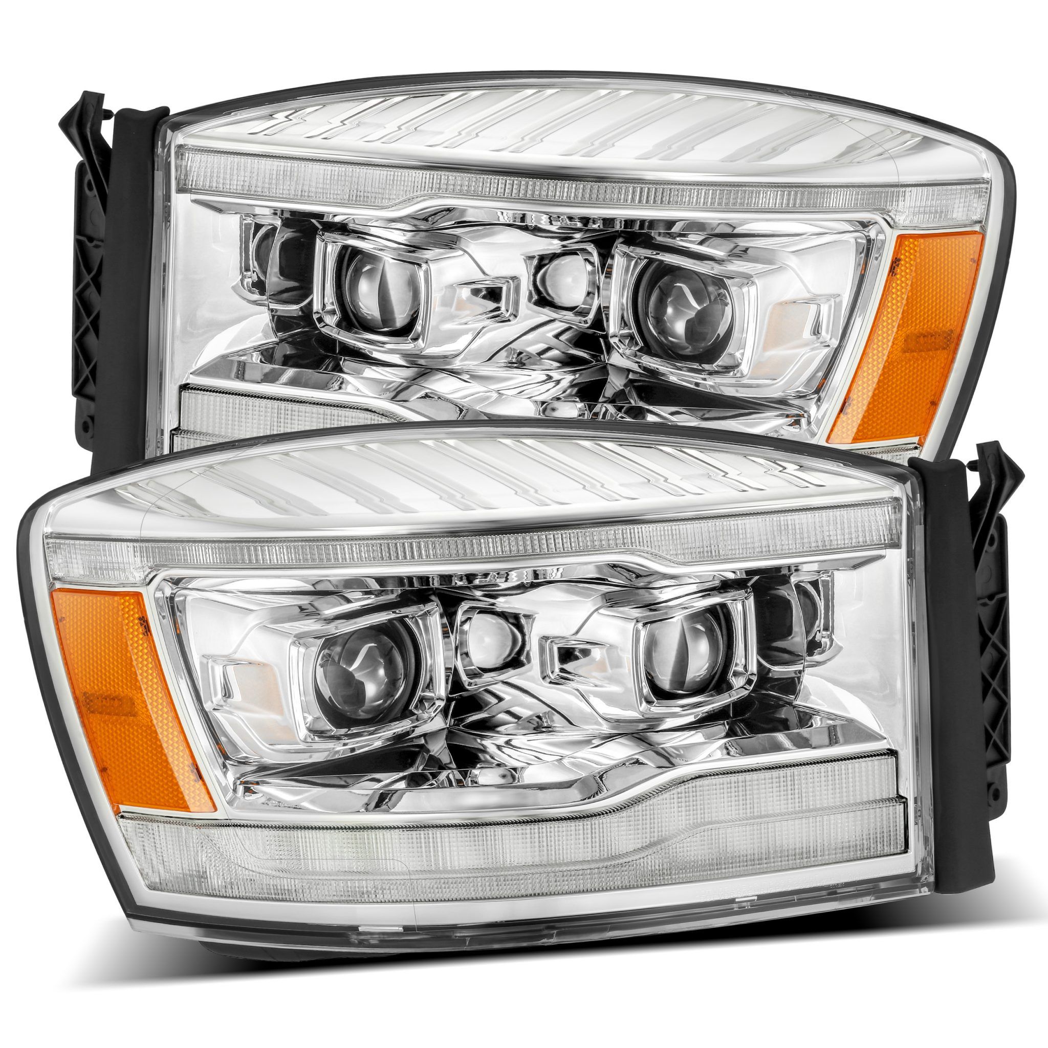 LED Projector Headlights Plank Style Design Chrome