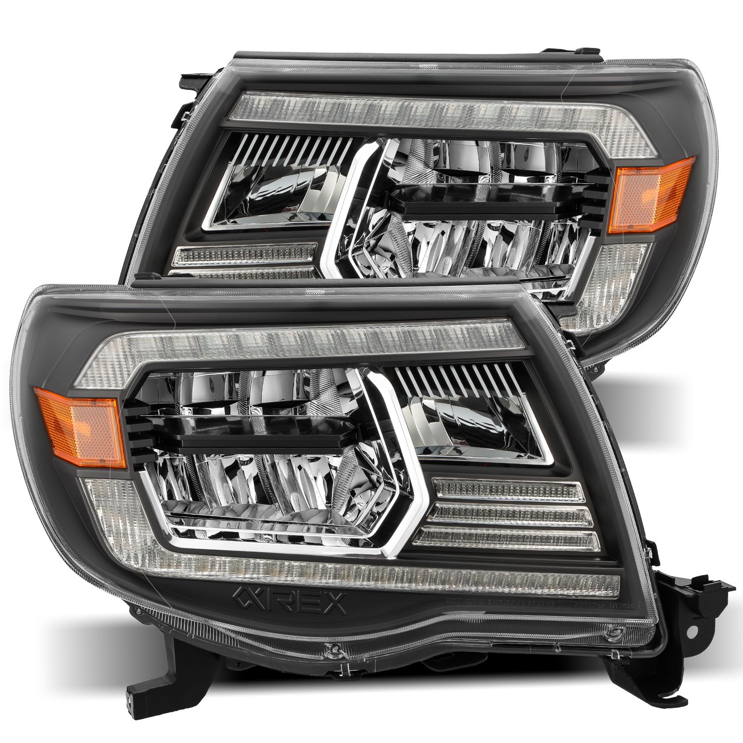 LED Crystal Headlights Plank Style Design Black