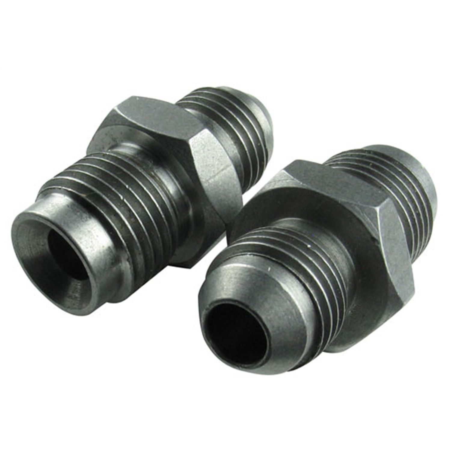 Borgeson - AN Hose Adapters - P/N: 925121 - Power Steering Hose Adapter Set. Adapts Borgeson Ford power conversion box to a -6AN for custom hose applications. Stainless Steel. -6AN to 16MM X 1.5 Flare.