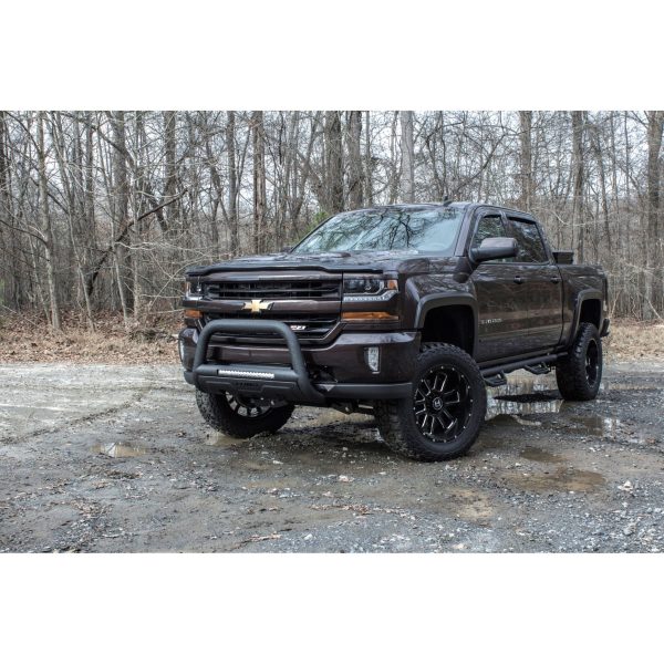 Lund 47121203 Black Bull Bar with Integrated 20 Inch LED Light Bar for 2011-2019 Silverado and Sierra 2500 HD, 3500 HD